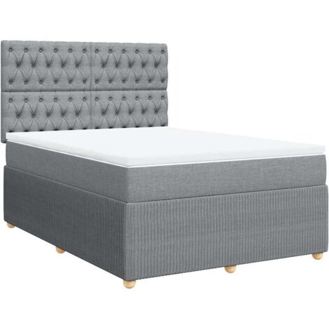 Giroletto a Molle con Materasso Grigio Chiaro 160x200cm Tessuto vidaXL