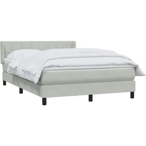 Giroletto a Molle con Materasso Grigio Chiaro 160x210cm Velluto vidaXL