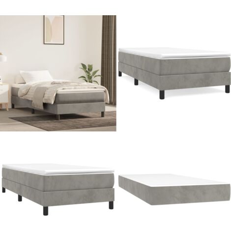 Giroletto a Molle con Materasso Grigio Chiaro 80x200 cm Velluto - Materasso a molle - Letto con materasso