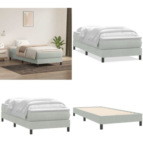 Giroletto a Molle con Materasso Grigio Chiaro 80x220 cm Velluto - Materasso a molle insacchettate - Letto a molle
