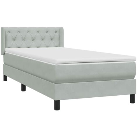 Giroletto a Molle con Materasso Grigio Chiaro 80x220 cm Velluto vidaXL