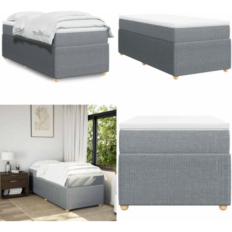 Giroletto a Molle con Materasso Grigio Chiaro 90x190 cm Tessuto - Materasso a molle insacchettate - Letto a molle