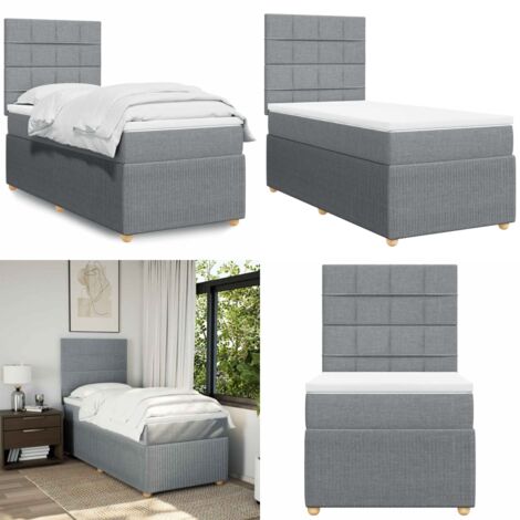 Giroletto a Molle con Materasso Grigio Chiaro 90x200 cm Tessuto - Materasso a molle insacchettate - Letto a molle