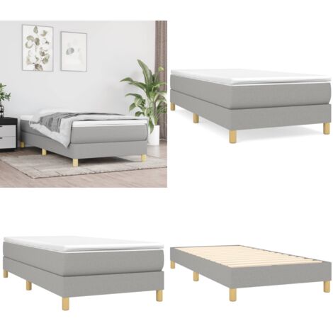Giroletto a Molle con Materasso Grigio Chiaro 90x200 cm Tessuto - Materasso a molle - Letto con materasso