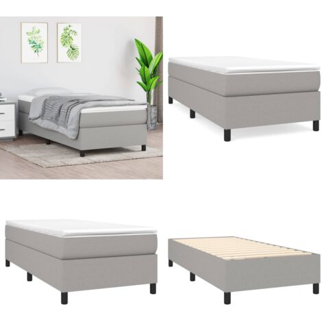 Giroletto a Molle con Materasso Grigio Chiaro 90x200 cm Tessuto - Materasso a molle - Letto con materasso