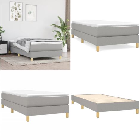 Giroletto a Molle con Materasso Grigio Chiaro100x200 cm Tessuto - Materasso a molle - Letto con materasso