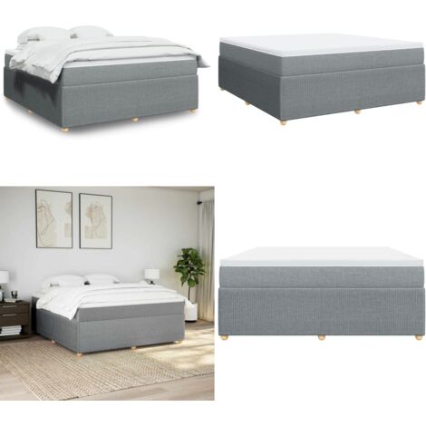 Giroletto a Molle con Materasso Grigio Chiaro180x200 cm Tessuto - Materasso a molle insacchettate - Letto a molle