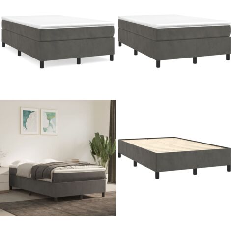 Giroletto a Molle con Materasso Grigio Scuro 120x190 cm Velluto - Materasso a molle insacchettato - Letto con materasso