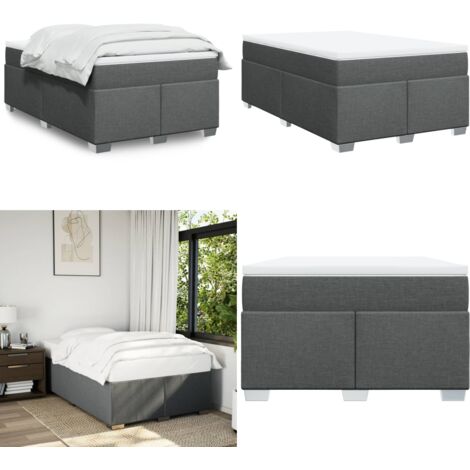 Giroletto a Molle con Materasso Grigio Scuro 120x200 cm Tessuto - Materasso a molle insacchettate - Letto a molle