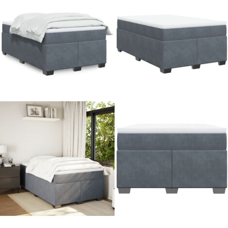 Giroletto a Molle con Materasso Grigio Scuro 120x200 cm Velluto - Materasso a molle insacchettate - Giroletto con materasso