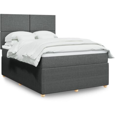 Giroletto a Molle con Materasso Grigio Scuro 160x200 cm Tessuto vidaXL