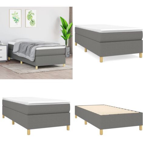 Giroletto a Molle con Materasso Grigio Scuro 80x200 cm Tessuto - Materasso a molle - Letto con materasso