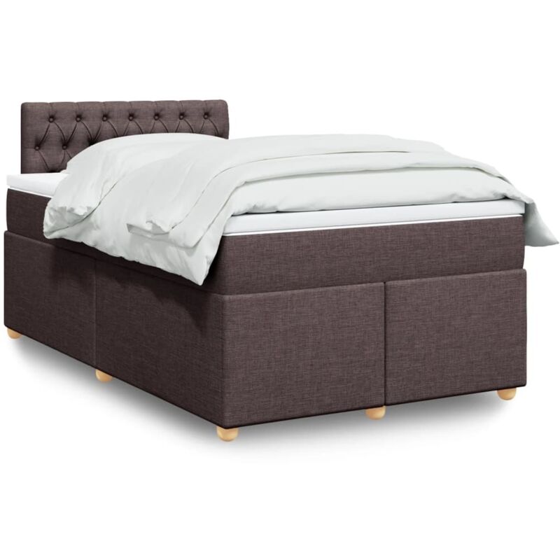 Vidaxl Giroletto A Molle Con Materasso Marrone Scuro 120x190cm Tessuto