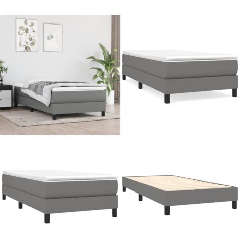 Giroletto a Molle con Materasso Grigio Scuro 90x190 cm Tessuto - Materasso a molle insacchettate - Letto a molle