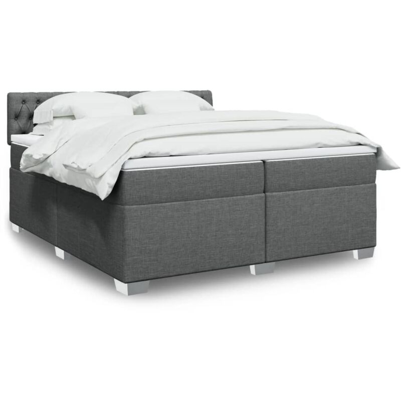 Vidaxl Giroletto A Molle Con Materasso Grigio Scuro 200x200 Cm Tessuto
