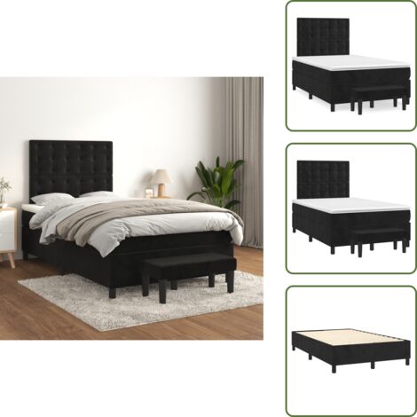 Giroletto a Molle con Materasso, Letto Matrimoniale, Letto per adulti Nero 120x200 cm in Velluto KDLO933675 MaisonChic