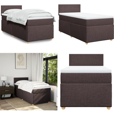 Giroletto a Molle con Materasso Marrone Scuro 100x200cm Tessuto - Materasso a molle insacchettate - Letto a molle