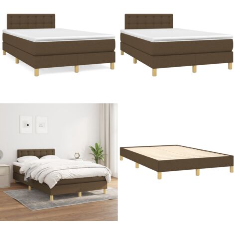Giroletto a Molle con Materasso Marrone Scuro 120x190cm Tessuto - Materasso a molle - Letto con testiera regolabile