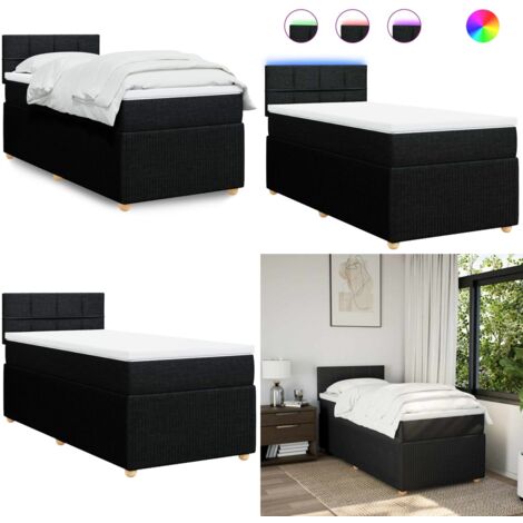 Giroletto a Molle con Materasso Nero 100x200 cm in Tessuto - Materasso a molle insacchettate - Letto a molle