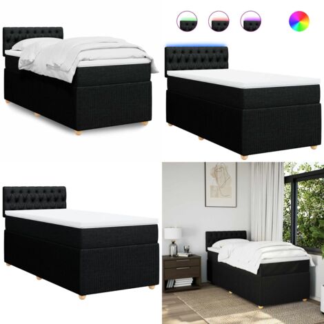 Giroletto a Molle con Materasso Nero 100x200 cm in Tessuto - Materasso a molle insacchettate - Letto a molle