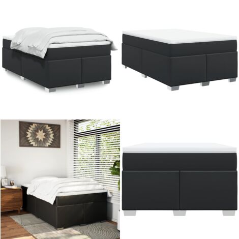 Giroletto a Molle con Materasso Nero 120x190 cm in Similpelle - Materasso a molle insacchettate - Letto a molle