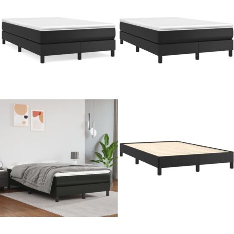 Giroletto a Molle con Materasso Nero 120x190 cm in Similpelle - Materasso a molle - Letto con materasso