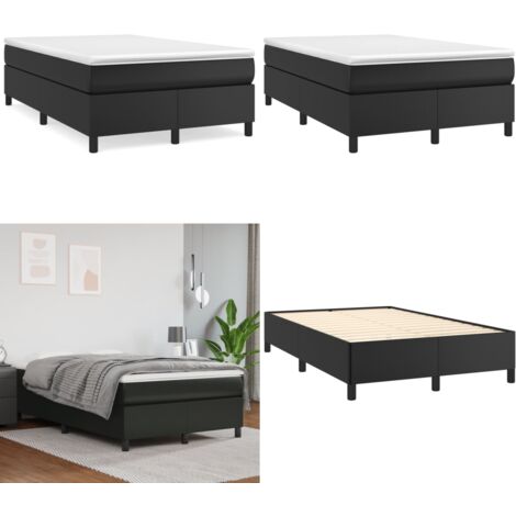 Giroletto a Molle con Materasso Nero 120x190 cm in Similpelle - Materasso a molle - Letto con materasso