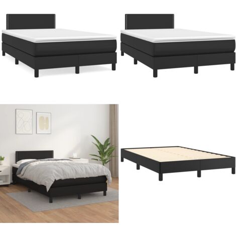 Giroletto a Molle con Materasso Nero 120x190 cm in Similpelle - Materasso a molle - Letto con testiera regolabile