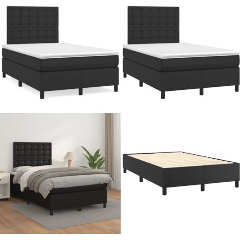 Giroletto a Molle con Materasso Nero 120x190 cm in Similpelle - Materasso a molle - Letto nero