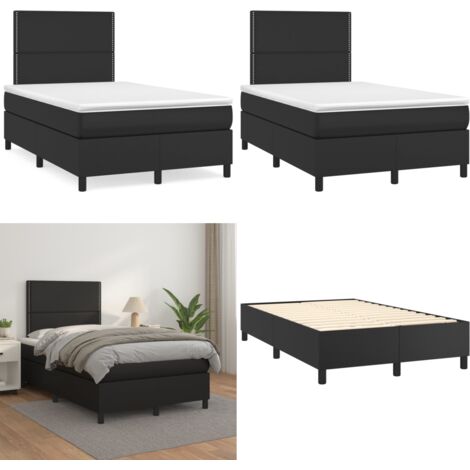 Giroletto a Molle con Materasso Nero 120x190 cm in Similpelle - Materasso a molle - Letto nero