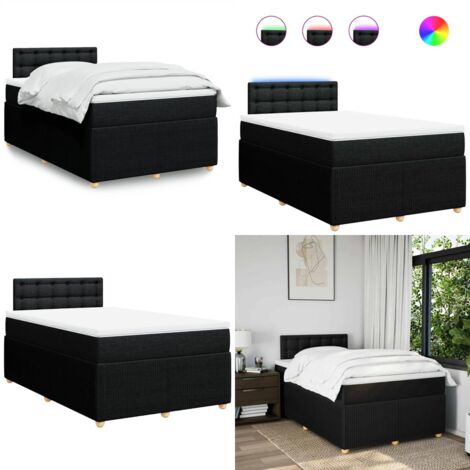 Giroletto a Molle con Materasso Nero 120x190 cm in Tessuto - Materasso a molle insacchettate - Coprimaterasso