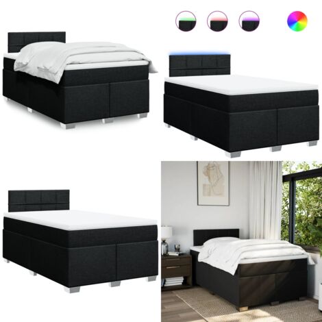 Giroletto a Molle con Materasso Nero 120x190 cm in Tessuto - Materasso a molle insacchettate - Giroletto con testiera
