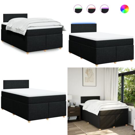 Giroletto a Molle con Materasso Nero 120x190 cm in Tessuto - Materasso a molle insacchettate - Giroletto con testiera