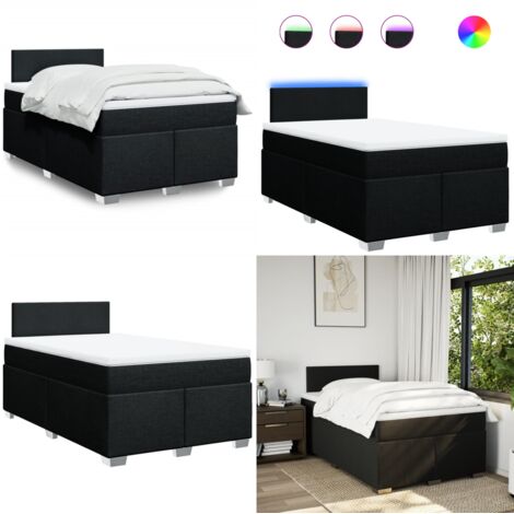Giroletto a Molle con Materasso Nero 120x190 cm in Tessuto - Materasso a molle insacchettate - Giroletto con testiera