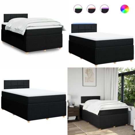 Giroletto a Molle con Materasso Nero 120x190 cm in Tessuto - Materasso a molle insacchettate - Giroletto con testiera
