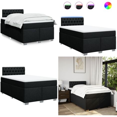 Giroletto a Molle con Materasso Nero 120x190 cm in Tessuto - Materasso a molle insacchettate - Giroletto con testiera