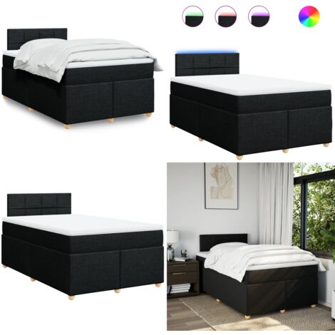 Giroletto a Molle con Materasso Nero 120x190 cm in Tessuto - Materasso a molle insacchettate - Giroletto con testiera