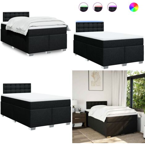 Giroletto a Molle con Materasso Nero 120x190 cm in Tessuto - Materasso a molle insacchettate - Giroletto con testiera