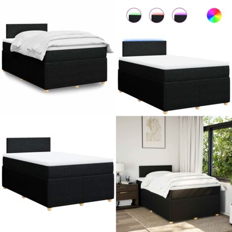 Giroletto a Molle con Materasso Nero 120x190 cm in Tessuto - Materasso a molle insacchettate - Giroletto con testiera