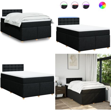 Giroletto a Molle con Materasso Nero 120x190 cm in Tessuto - Materasso a molle insacchettate - Giroletto con testiera