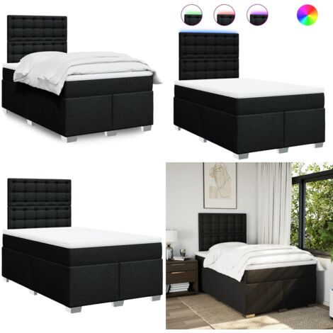 Giroletto a Molle con Materasso Nero 120x190 cm in Tessuto - Materasso a molle insacchettate - Giroletto con testiera