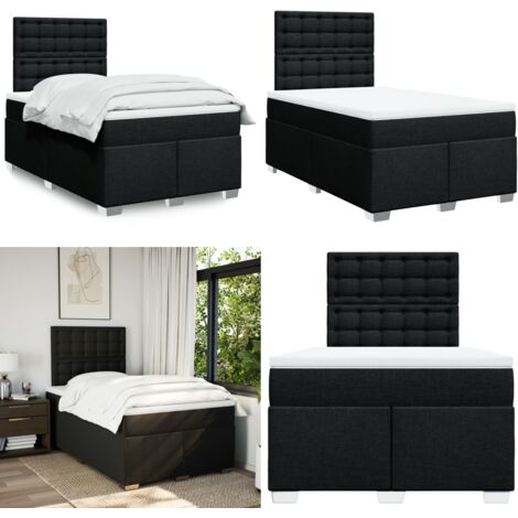 Giroletto a Molle con Materasso Nero 120x190 cm in Tessuto - Materasso a molle insacchettate - Letto a molle