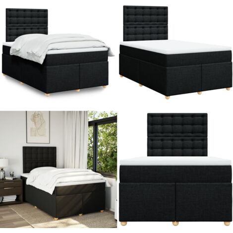 Giroletto a Molle con Materasso Nero 120x190 cm in Tessuto - Materasso a molle insacchettate - Letto a molle