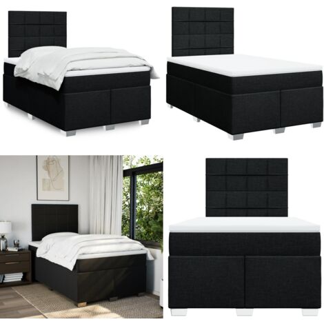 Giroletto a Molle con Materasso Nero 120x190 cm in Tessuto - Materasso a molle insacchettate - Letto a molle