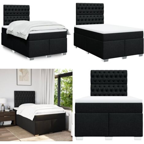 Giroletto a Molle con Materasso Nero 120x190 cm in Tessuto - Materasso a molle insacchettate - Letto a molle