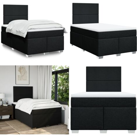 Giroletto a Molle con Materasso Nero 120x190 cm in Tessuto - Materasso a molle insacchettate - Letto a molle
