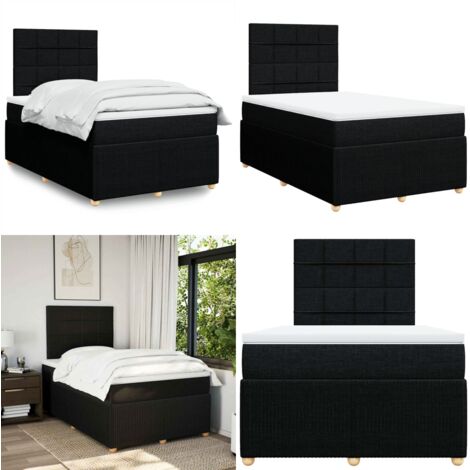 Giroletto a Molle con Materasso Nero 120x190 cm in Tessuto - Materasso a molle insacchettate - Letto a molle