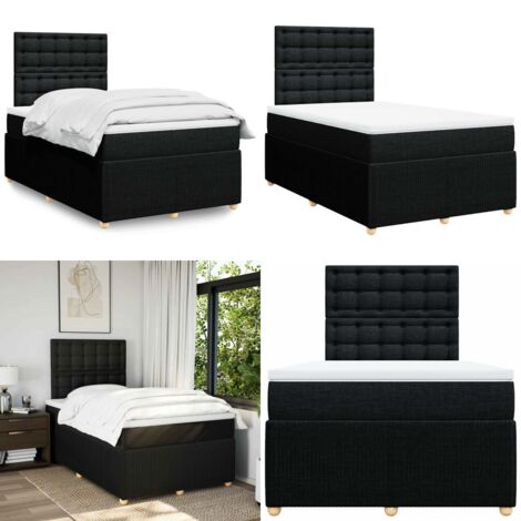 Giroletto a Molle con Materasso Nero 120x190 cm in Tessuto - Materasso a molle insacchettate - Letto a molle