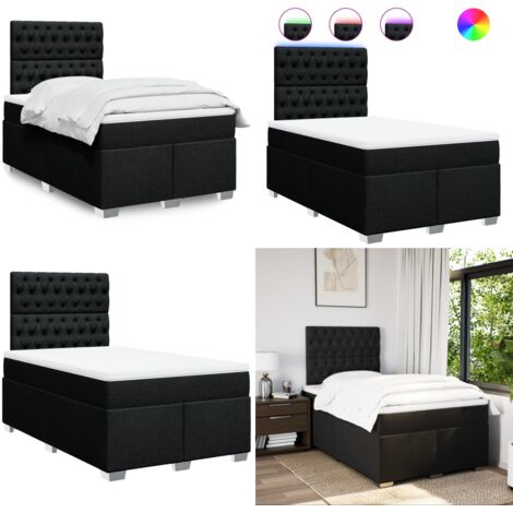 Giroletto a Molle con Materasso Nero 120x190 cm in Tessuto - Materasso a molle insacchettate - Testiera regolabile