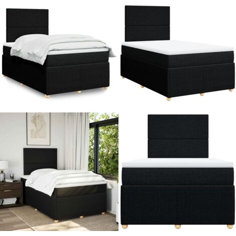 Giroletto a Molle con Materasso Nero 120x190 cm in Tessuto - Materasso a molle - Letto a molle